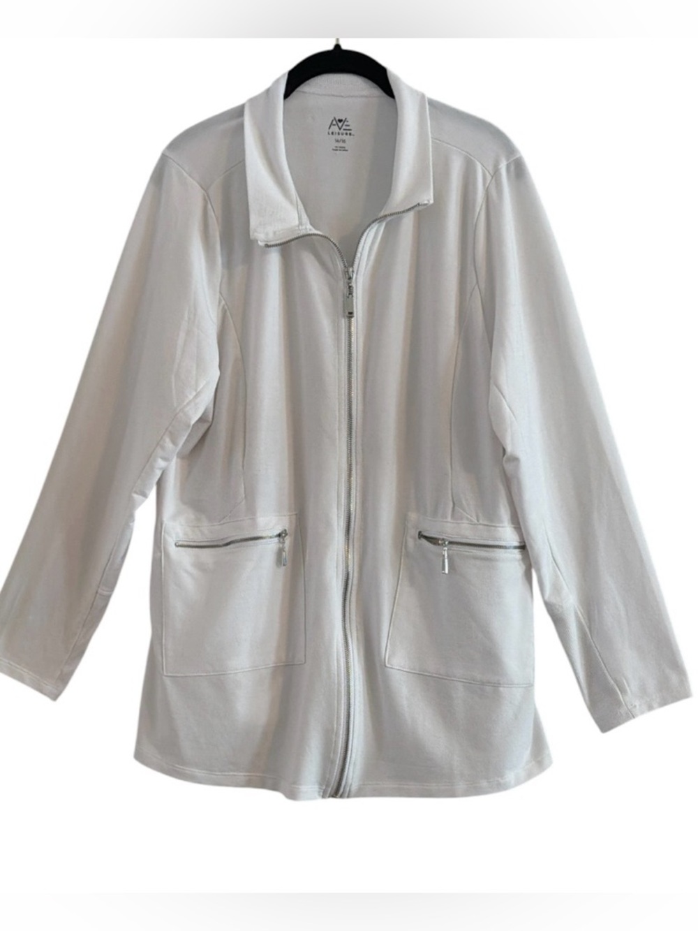 Avenue Leisure White Zip-Front Active Jacket Size 14/16
